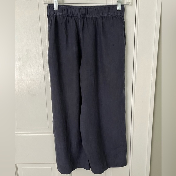 TAHARI 100% Linen Wide Leg Pull Cropped Pull on Pants Size Medium Beachy Organic - Picture 6 of 10